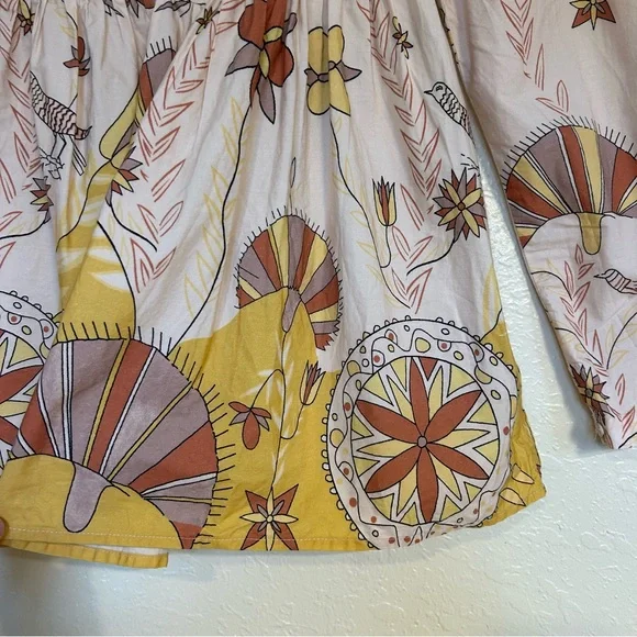 Anthropologie Let Us Be Poplin Whimsical Puff Sleeve Babydoll Blouse with Ruffle - Picture 9 of 13